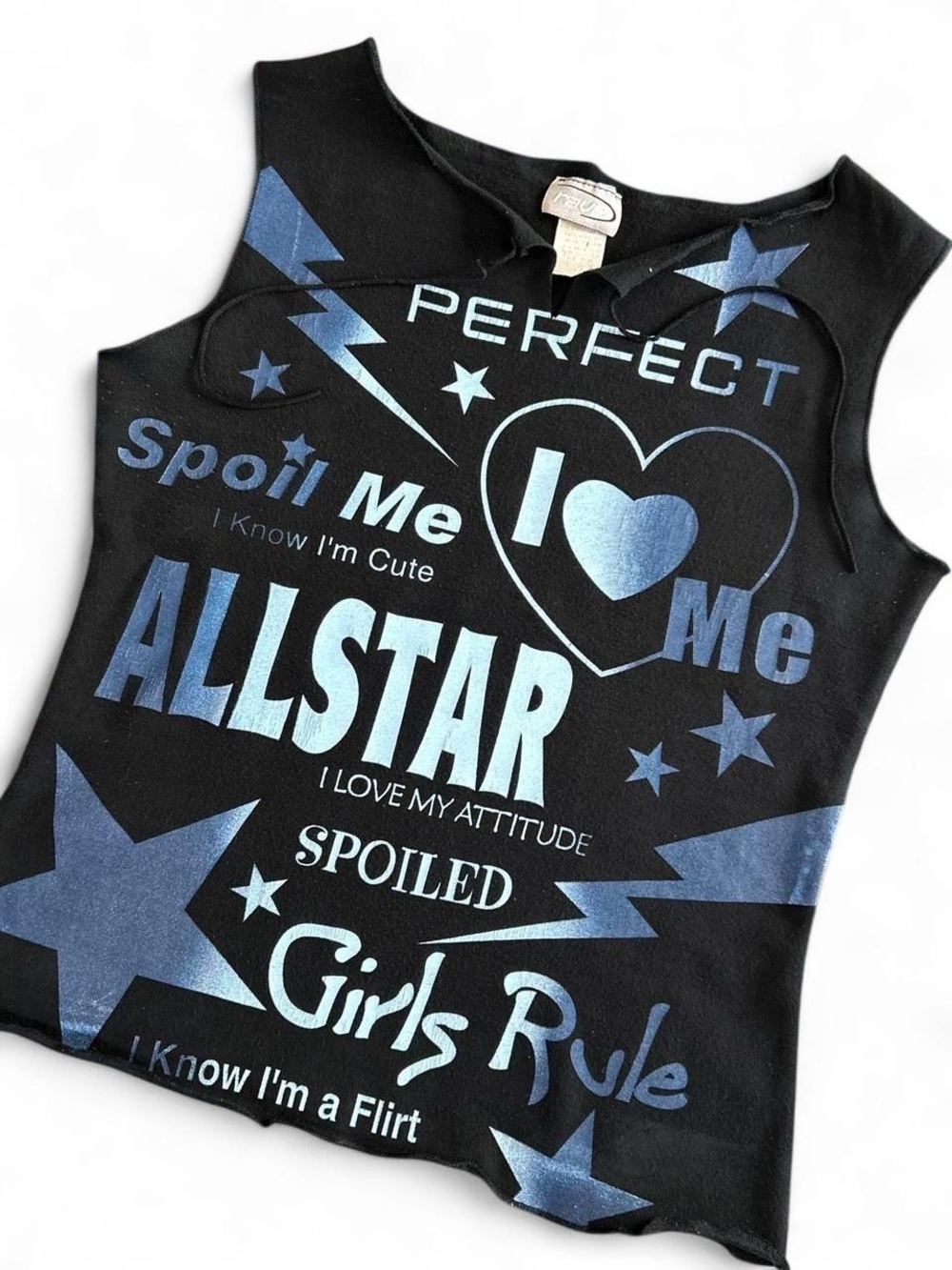 Vintage Y2K Rave Girls Rule Spoil me Tank Top Star & Lighting Graphic Rare Large